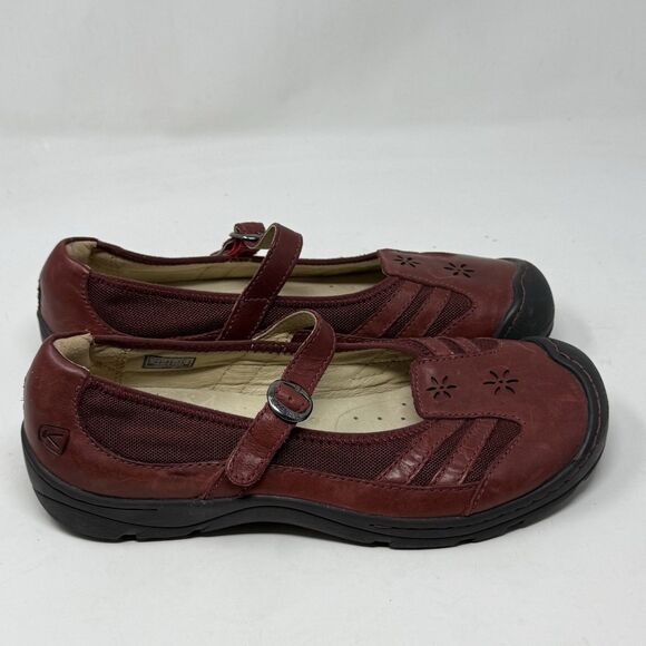 Keen Paradise Mary Jane Shoes Womens 11 Burgundy Leather Casual Comfort Office - Picture 3 of 16